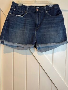 Signature by Levi Strauss Dark Blue Denim Cutoff Shorts